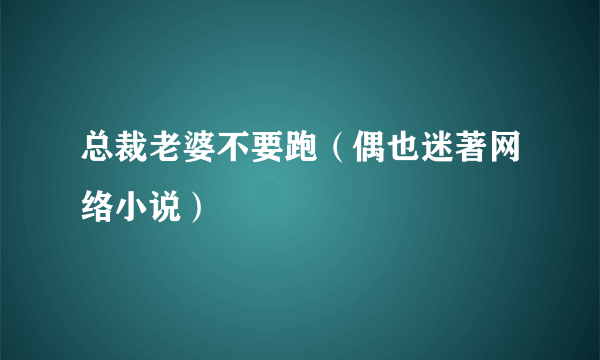 总裁老婆不要跑（偶也迷著网络小说）