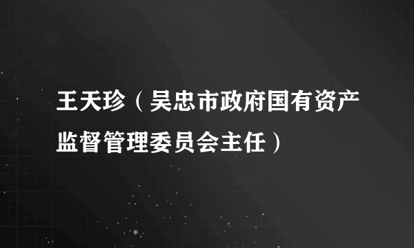 王天珍（吴忠市政府国有资产监督管理委员会主任）