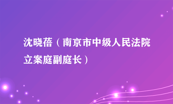 沈晓蓓（南京市中级人民法院立案庭副庭长）