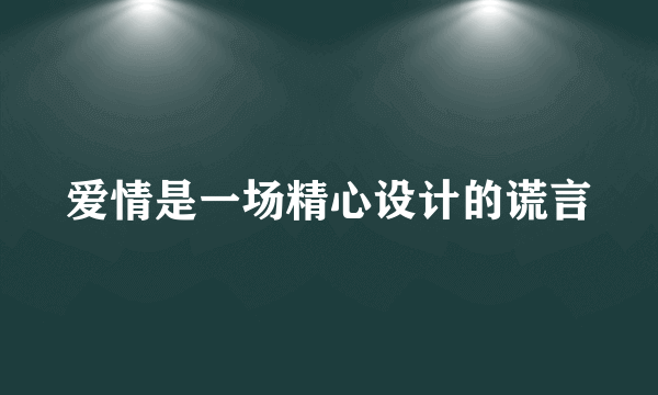 爱情是一场精心设计的谎言