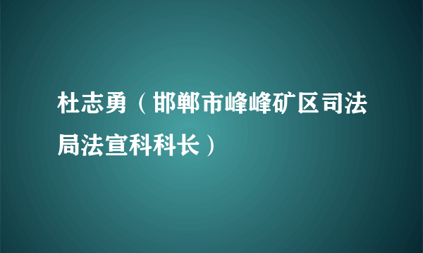 杜志勇（邯郸市峰峰矿区司法局法宣科科长）