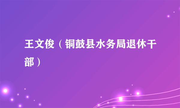 王文俊（铜鼓县水务局退休干部）