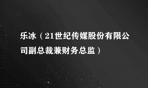 乐冰（21世纪传媒股份有限公司副总裁兼财务总监）