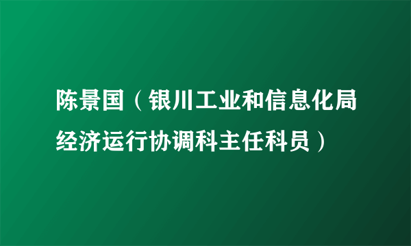 陈景国（银川工业和信息化局经济运行协调科主任科员）