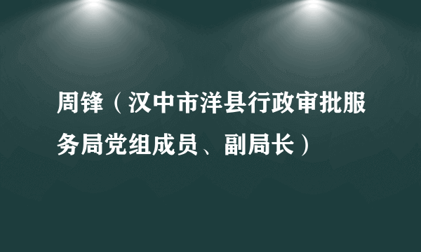 周锋（汉中市洋县行政审批服务局党组成员、副局长）