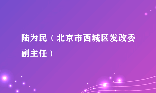 陆为民（北京市西城区发改委副主任）