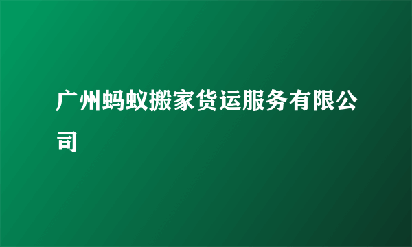 广州蚂蚁搬家货运服务有限公司