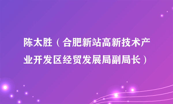 陈太胜（合肥新站高新技术产业开发区经贸发展局副局长）