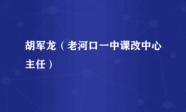 胡军龙（老河口一中课改中心主任）