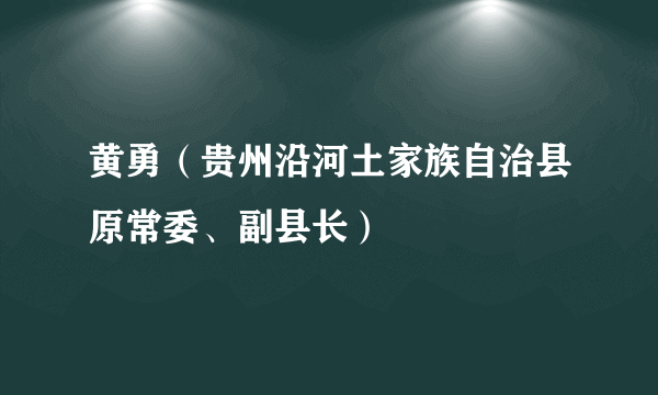 黄勇（贵州沿河土家族自治县原常委、副县长）