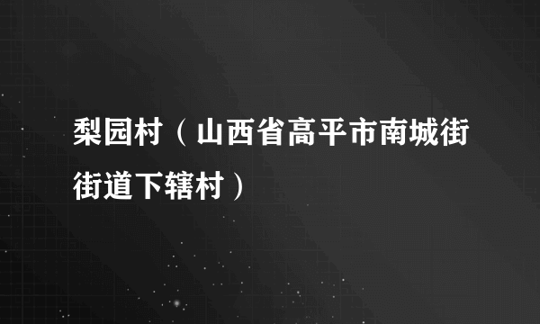 梨园村（山西省高平市南城街街道下辖村）