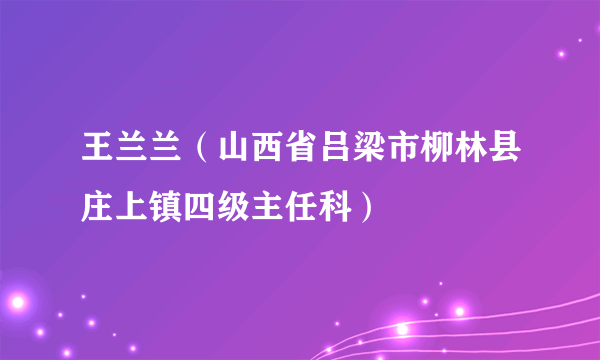 王兰兰（山西省吕梁市柳林县庄上镇四级主任科）