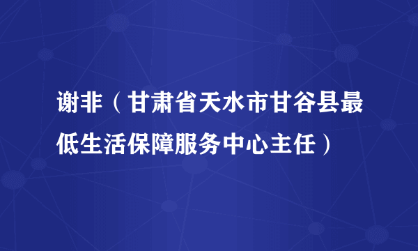 谢非（甘肃省天水市甘谷县最低生活保障服务中心主任）