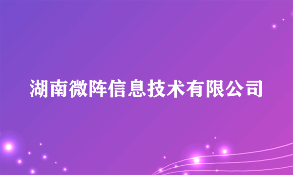 湖南微阵信息技术有限公司