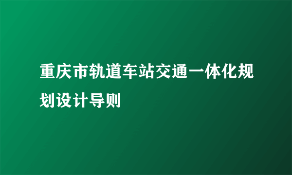 重庆市轨道车站交通一体化规划设计导则