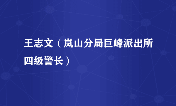 王志文（岚山分局巨峰派出所四级警长）