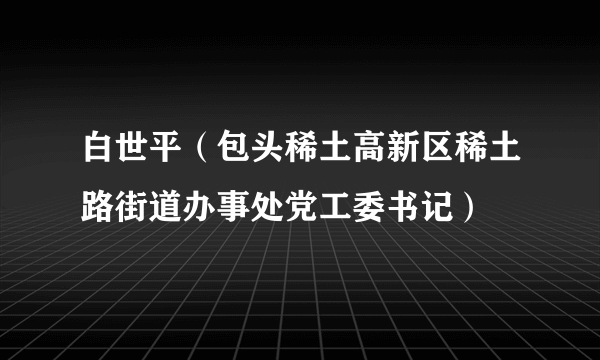 白世平（包头稀土高新区稀土路街道办事处党工委书记）