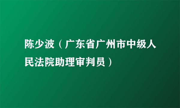 陈少波（广东省广州市中级人民法院助理审判员）