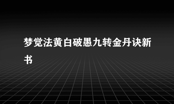 梦觉法黄白破愚九转金丹诀新书