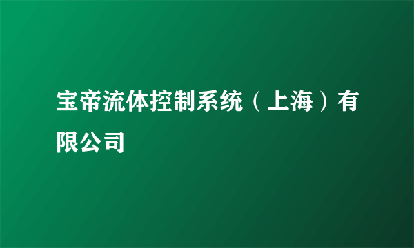 宝帝流体控制系统（上海）有限公司