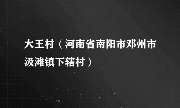 大王村（河南省南阳市邓州市汲滩镇下辖村）