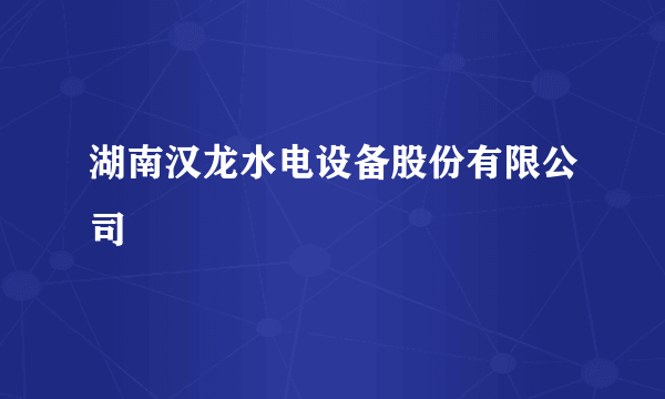 湖南汉龙水电设备股份有限公司