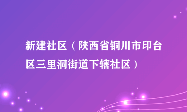 新建社区（陕西省铜川市印台区三里洞街道下辖社区）