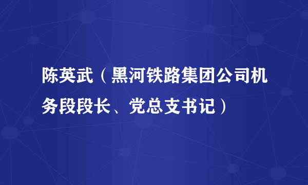 陈英武（黑河铁路集团公司机务段段长、党总支书记）