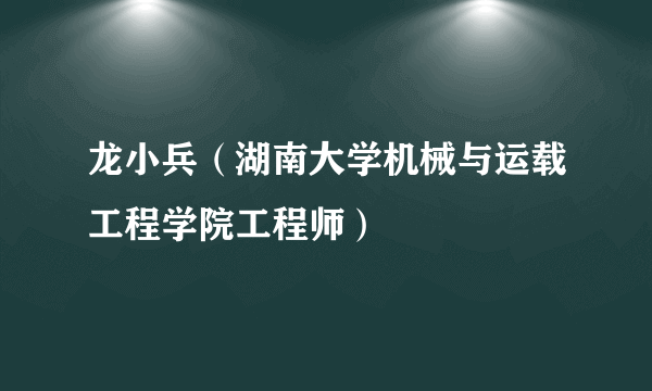 龙小兵（湖南大学机械与运载工程学院工程师）