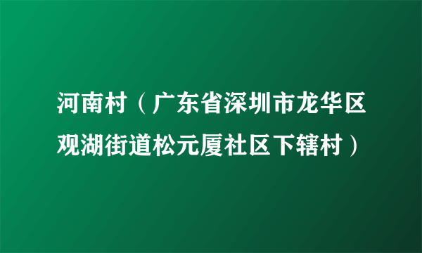 河南村（广东省深圳市龙华区观湖街道松元厦社区下辖村）