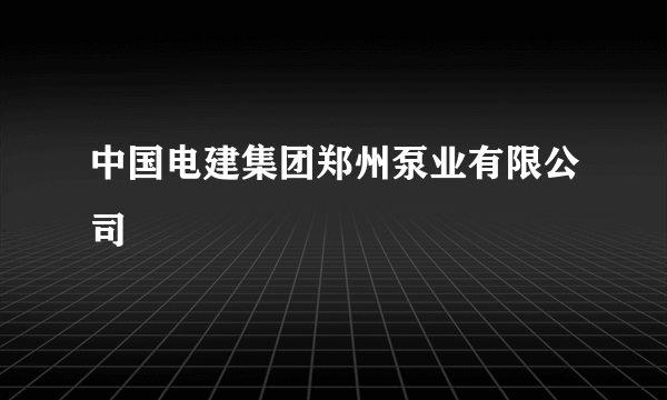 中国电建集团郑州泵业有限公司