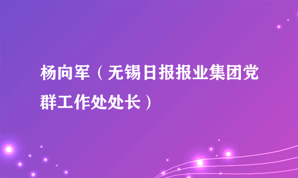 杨向军（无锡日报报业集团党群工作处处长）