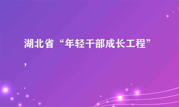 湖北省“年轻干部成长工程”,