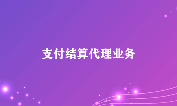 支付结算代理业务