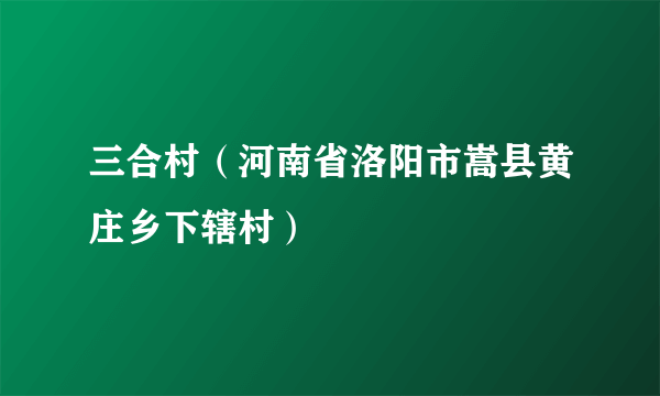 三合村（河南省洛阳市嵩县黄庄乡下辖村）