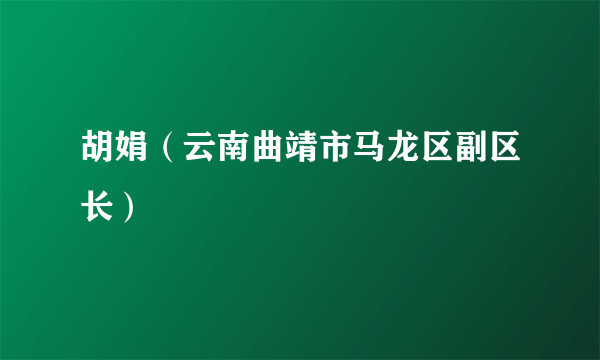 胡娟（云南曲靖市马龙区副区长）