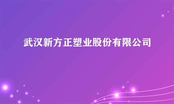 武汉新方正塑业股份有限公司