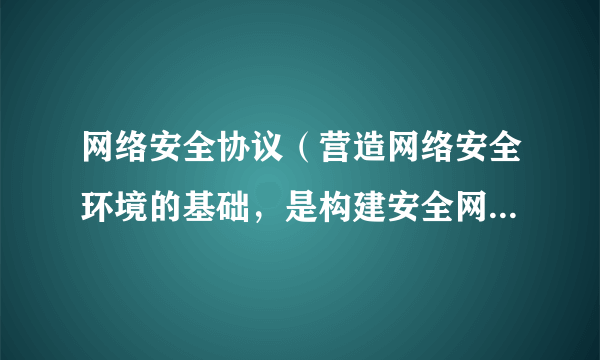 网络安全协议（营造网络安全环境的基础，是构建安全网络的关键技术）