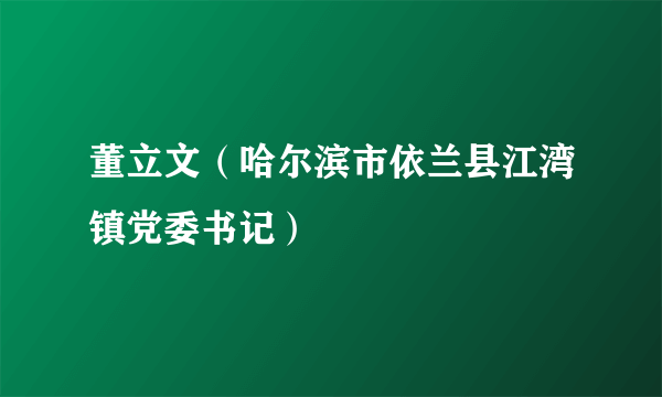 董立文（哈尔滨市依兰县江湾镇党委书记）