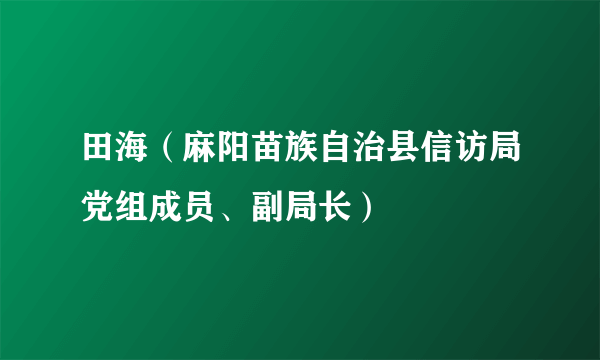 田海（麻阳苗族自治县信访局党组成员、副局长）