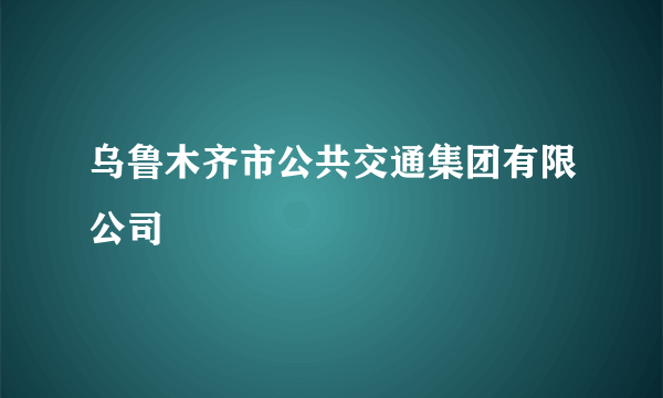 乌鲁木齐市公共交通集团有限公司