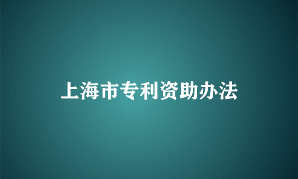 上海市专利资助办法