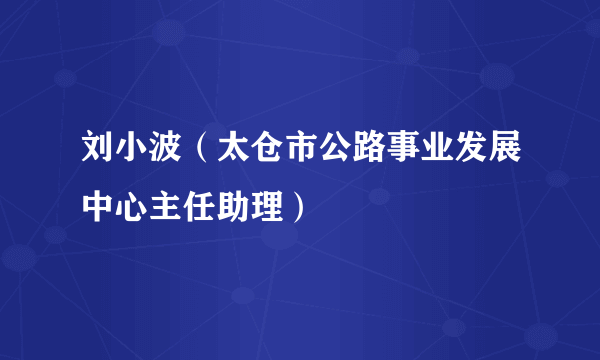 刘小波（太仓市公路事业发展中心主任助理）