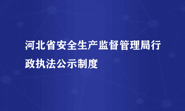 河北省安全生产监督管理局行政执法公示制度