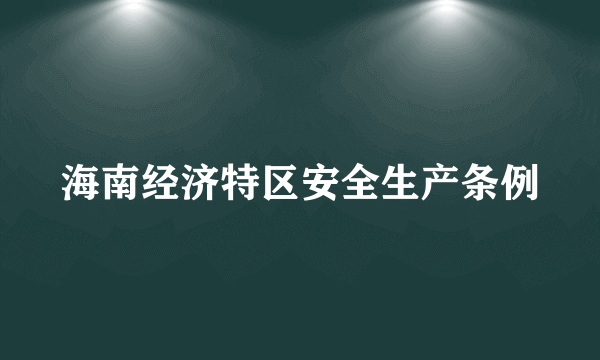 海南经济特区安全生产条例