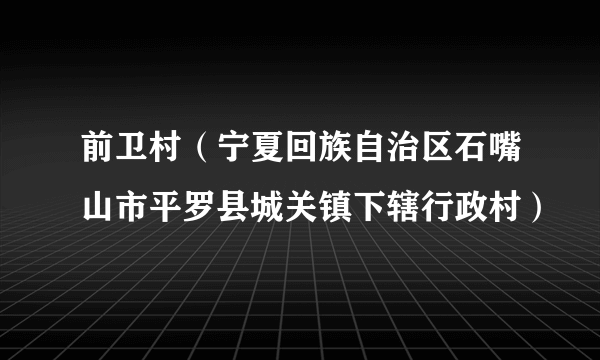 前卫村（宁夏回族自治区石嘴山市平罗县城关镇下辖行政村）