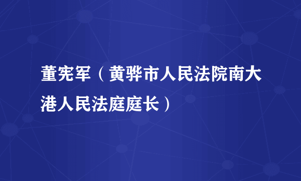 董宪军（黄骅市人民法院南大港人民法庭庭长）