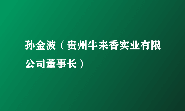 孙金波（贵州牛来香实业有限公司董事长）