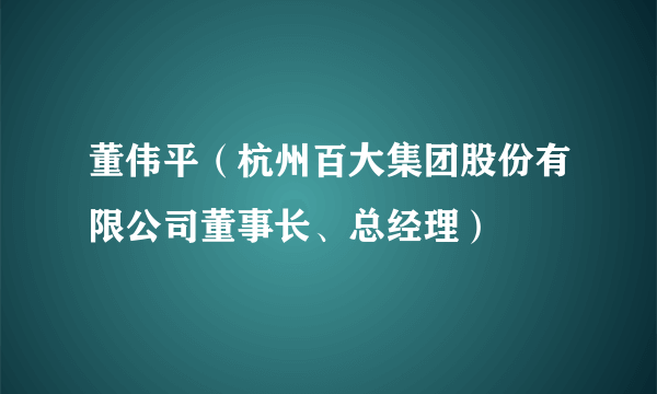 董伟平（杭州百大集团股份有限公司董事长、总经理）