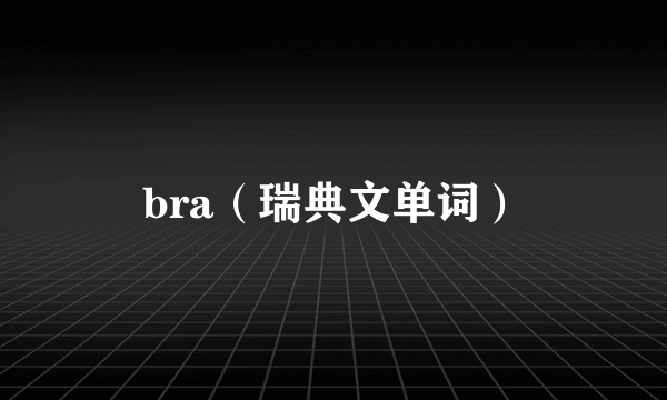 bra（瑞典文单词）